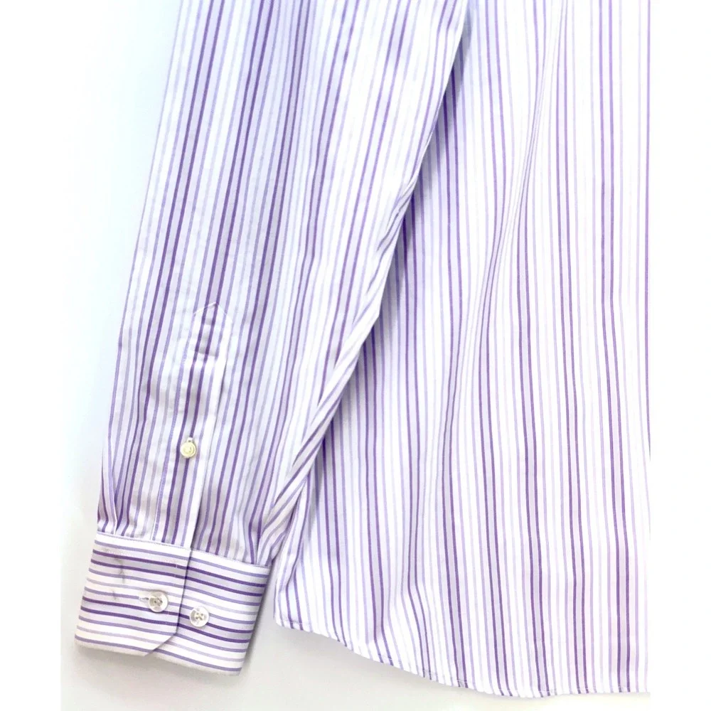 Banana Republic Mens Slim Non Iron Cotton Striped Dress Shirt Sz M Preppy Office